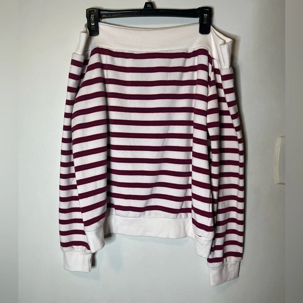 FOREVER 21 Women White & Red Striped Sweatshirt size 0X - Picture 6 of 7